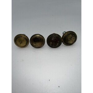 VINTAGE KBC Brass Tarnished 1 1/4" Patina Cabinet Knob Pulls Beveled Edge-Read D
